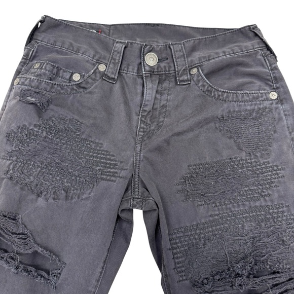 True Religion Geno Relaxed Slim Jeans Straight Distressed Washed Black Women 28 - Picture 2 of 16